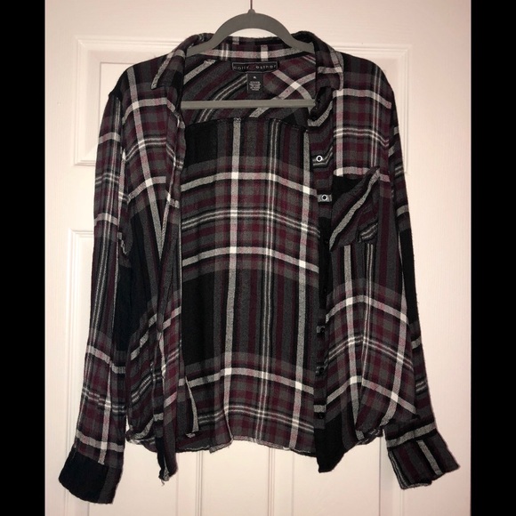 Polly & Esther Tops - Maroon, Black, & White Flannel